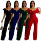 Women's V-neck ruffle sexy waistband jumpsuit