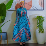 Printed pleated two-piece oversized skirt suit