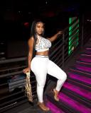 Women's casual letter-printed tank top tight-fitting high-waisted buttocks trousers suit