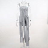 Lace pleated bodice slimming buttock dress