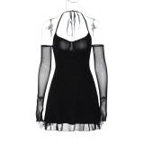 Sexy pure lust gauze sleeve backless dress
