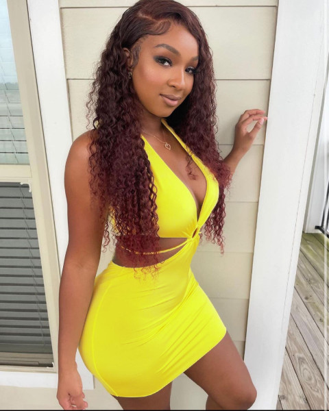 Deep V-neck sexy backless strapping neck lifting hip dress