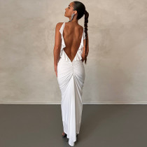 U-neck sexy backless long slim sling dress U-neck sexy backless long slim sling dress