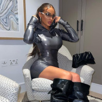 Sexy slim open back hooded dress