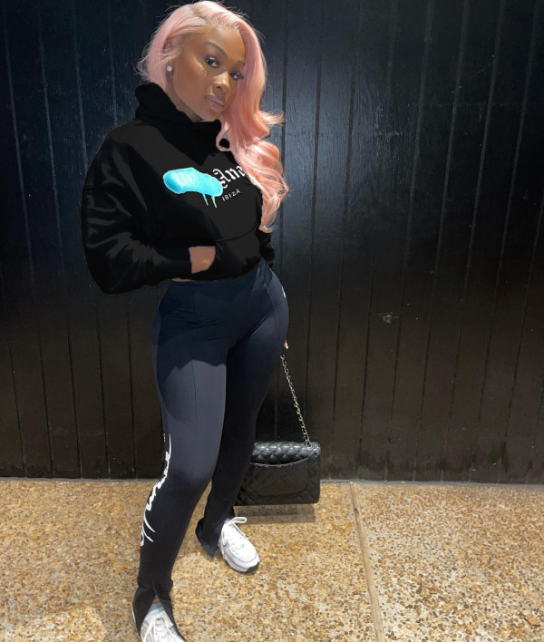 Women's fashion fashion unisex printed hooded sweater