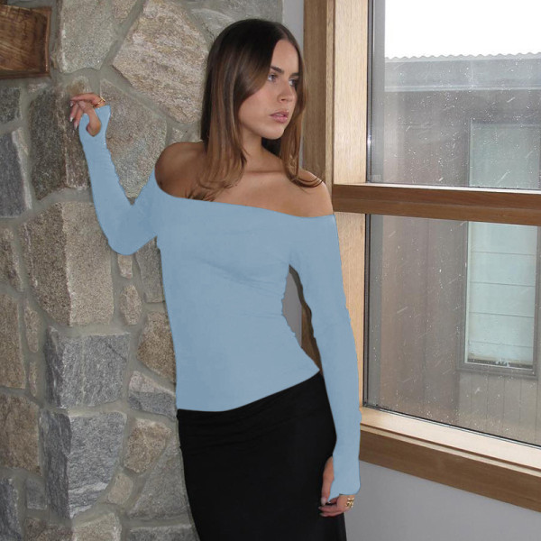 Solid color long-sleeved one-shoulder cut-out fashion jacket