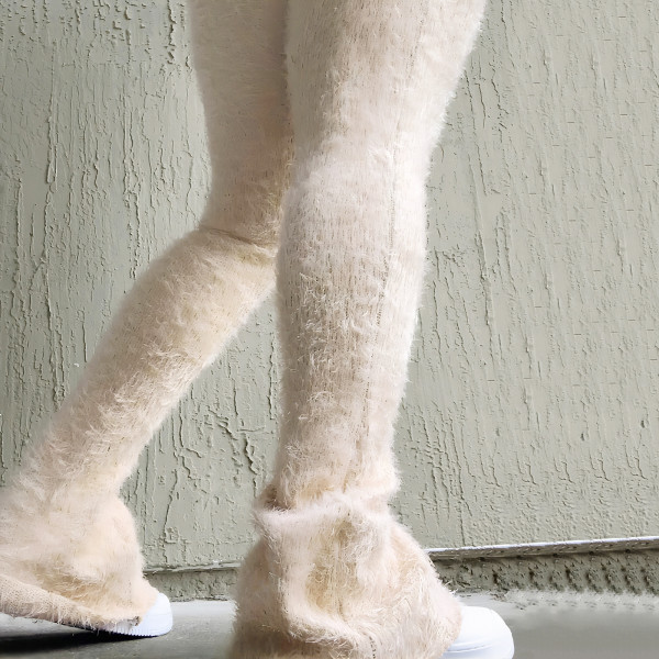 Fashion women's composite suede knitted casual flared trousers