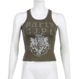 Women's slim short print chain fashion casual vest