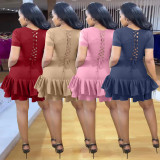 Short sleeve back strap dress