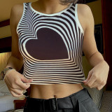 Love print stripe vest