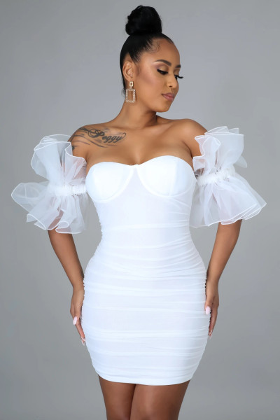 Nightclub sexy women's low-cut bra wrap hip skirt Spicy girl temperament backless slim elastic tight skirt