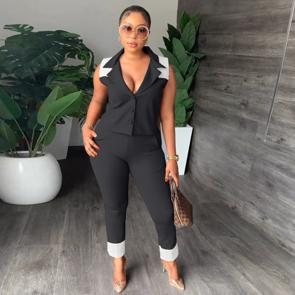 Leisure professional commuting suit sleeveless top and trousers two-piece set