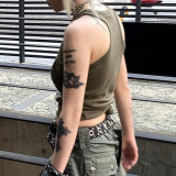Women's slim short print chain fashion casual vest