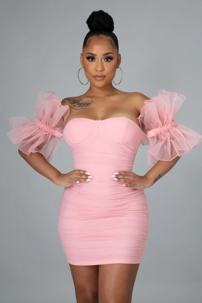 Nightclub sexy women's low-cut bra wrap hip skirt Spicy girl temperament backless slim elastic tight skirt