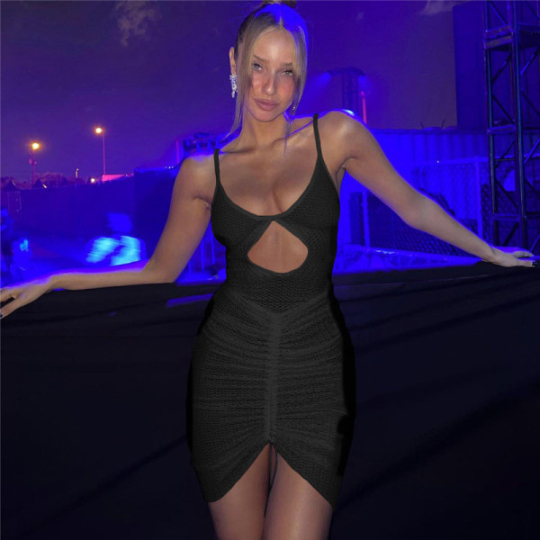 Women's sexy cut-out one-piece suit, slim-fitting, buttock wrap skirt suit