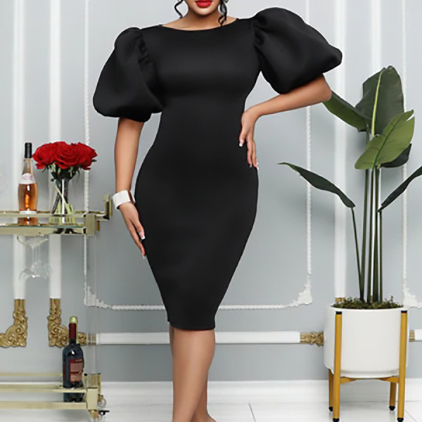 Bubble sleeve wrap hip sexy party dress dress dress