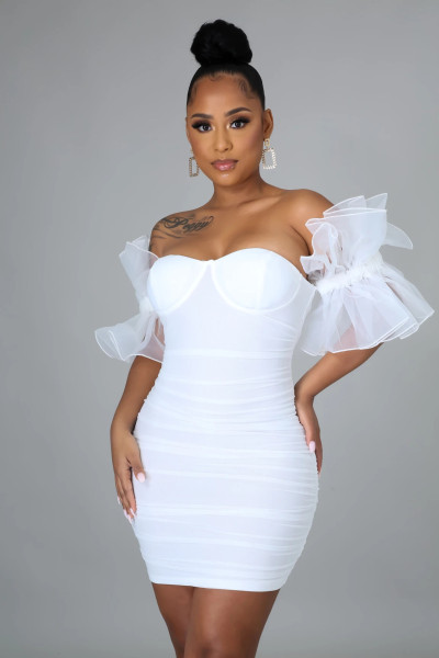 Nightclub sexy women's low-cut bra wrap hip skirt Spicy girl temperament backless slim elastic tight skirt