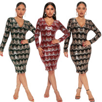 Sequin Sexy Deep V Long Sleeve Slim Fit Wrap Hip Dress Party Night Club Carnival Dress Sequin Sexy Deep V Long Sleeve Slim Fit Wrap Hip Dress Party Night Club Carnival Dress