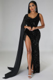 Hip wrap dress evening dress shawl sequin tassel sexy dress