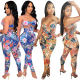 Fashion sexy small sling high waist trousers two-piece suit