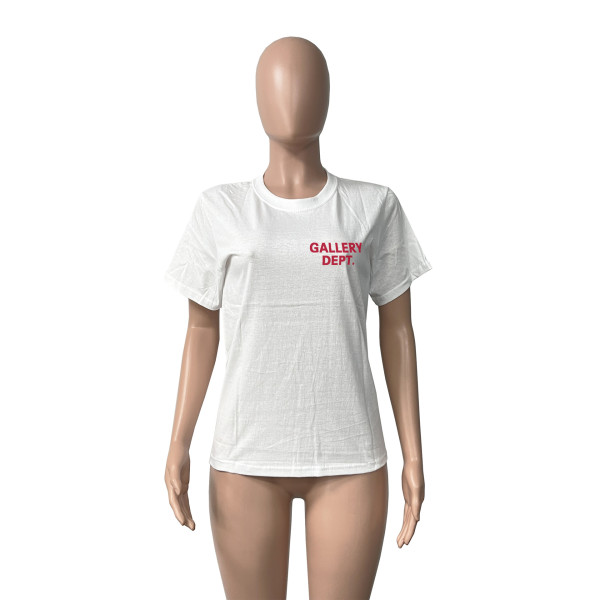Cotton letter-printed round neck short-sleeved T-shirt