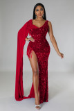 Hip wrap dress evening dress shawl sequin tassel sexy dress