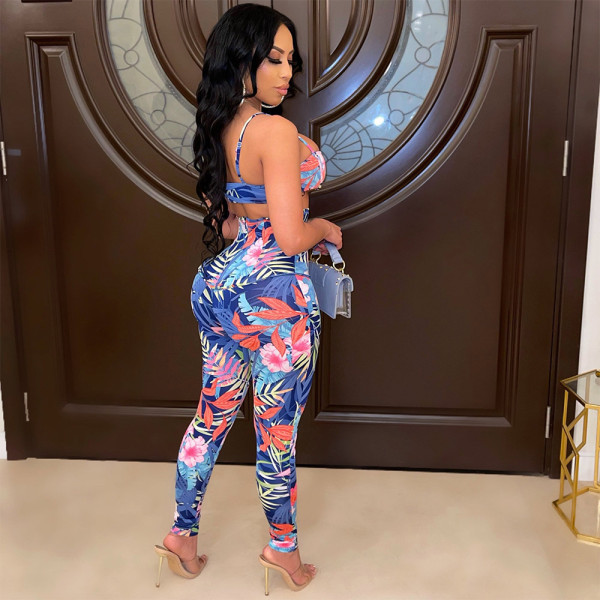 Fashion sexy small sling high waist trousers two-piece suit
