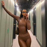 Women's sexy street style modeling collar long-sleeved slim pants set