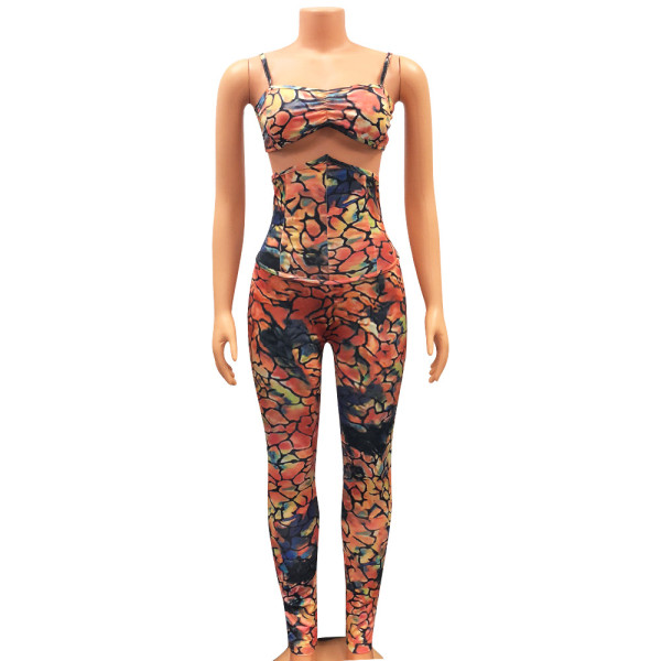 Fashion sexy small sling high waist trousers two-piece suit
