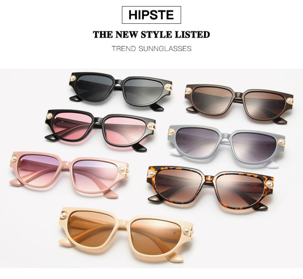 Advanced and luxurious women's sunglasses trend new pearl small frame sunglasses fashion retro cat eyes modern glasses