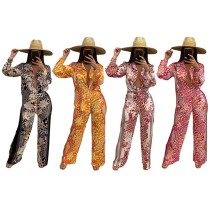 Women's shirt retro printing fashion casual suit four colors