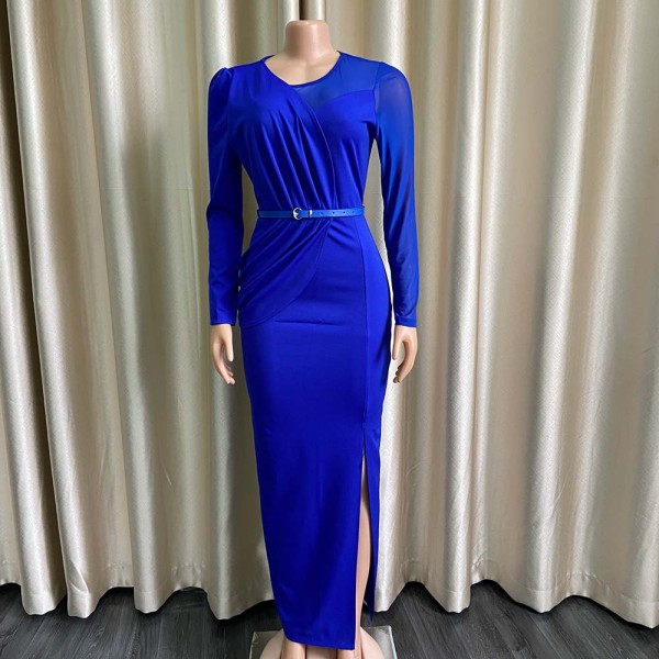 Large women's mesh patchwork dress long dress