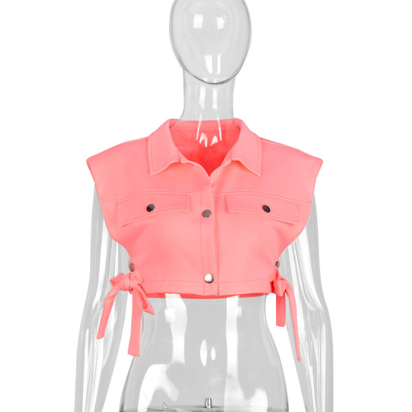Lace-up trend hollow-out work style vest top