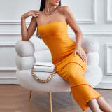 Sexy bra and buttock skirt Solid color dress Beach skirt