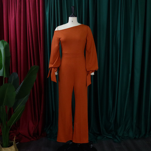 Off-shoulder casual high waist large wide leg jumpsuit