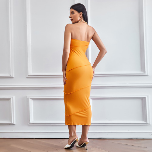 Sexy bra and buttock skirt Solid color dress Beach skirt
