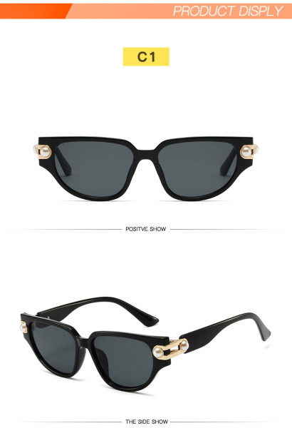 Advanced and luxurious women's sunglasses trend new pearl small frame sunglasses fashion retro cat eyes modern glasses