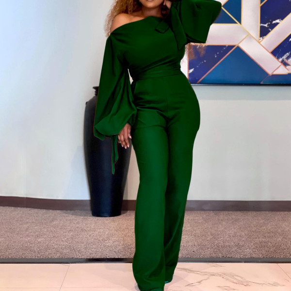 Off-shoulder casual high waist large wide leg jumpsuit