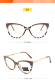 Fashion cat's eye lens frame simple style large frame anti-blue light glasses women's color change lens flat lens