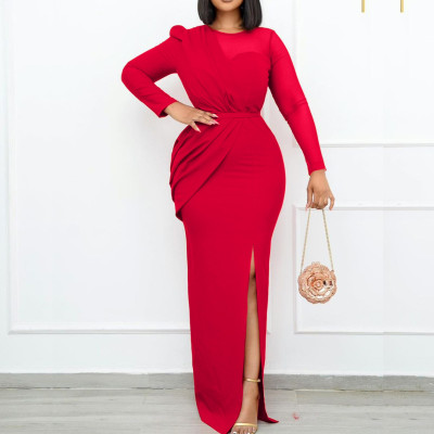 Large women's mesh patchwork dress long dress