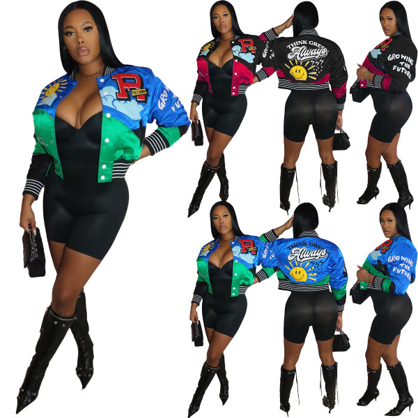 Positioning printing fashion women's baseball jacket