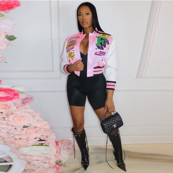 Positioning printing fashion women's baseball jacket