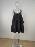Women's suspender skirt ruffle cake skirt suspender sexy dress
