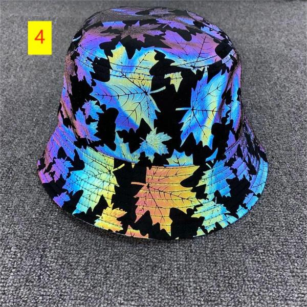 Seven-color pattern reflective fisherman hat Men's and women's outdoor leisure sunscreen hat Colorful luminous sunshade hat
