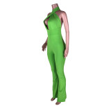 Sexy pullover backless solid color jumpsuit