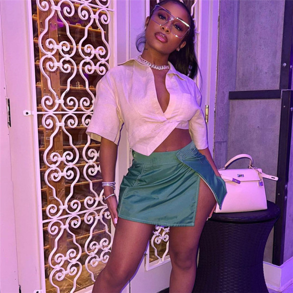 Irregular shirt skirt apron suit