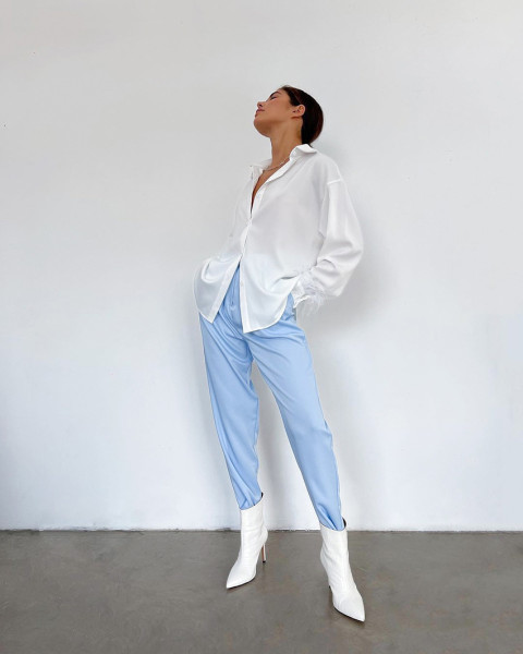Fashion casual shirt with ice silk feather panel design ostrich hair feeling
