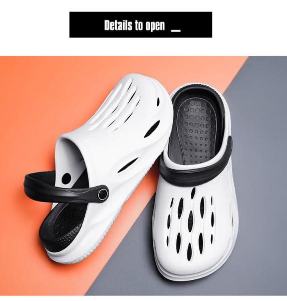 EVA hole shoes wear anti-skid soft soled Baotou sandals outside in summer, casual slackers half drag beach shoes