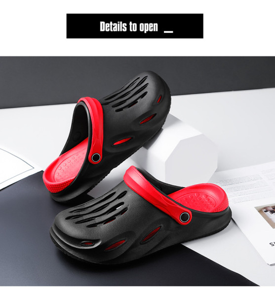 EVA hole shoes wear anti-skid soft soled Baotou sandals outside in summer, casual slackers half drag beach shoes