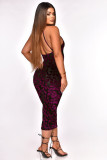 Strap sleeveless back embossed sexy dress